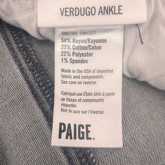Paige Verdugo Ankle Skinny Jeans Womens 27 Bonnie Gray Stretchy Mid Rise - Picture 8 of 9